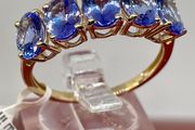 Gold 9K (375) Yellow Gold Premium Tanzanite 5 Stone Ring 4.00 Ct.