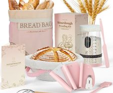 Brand New Proofing Basket Sourdough Starter Set Rattan Round Basket & Accessories