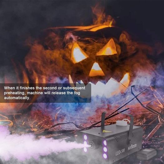 Smoke Machine,softeen Fog Machine with 6 Led Lights and 2 Wireless Remotes,Adjustable Colors and Lighting Modes,Supports Separate or Combination Operation of Fog and Lights,For Halloween, Christmas