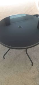 Black glass garden table