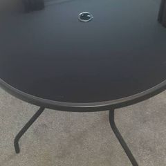 Black glass garden table