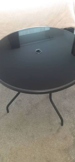 Black glass garden table