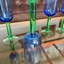 Vintage Scandinavian Blue Green Stem Champagne Wine Glasses Set of 5 Image 9