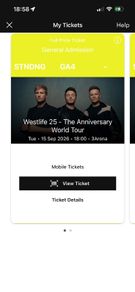 Westlife Standing Tickets