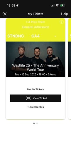 Westlife Standing Tickets