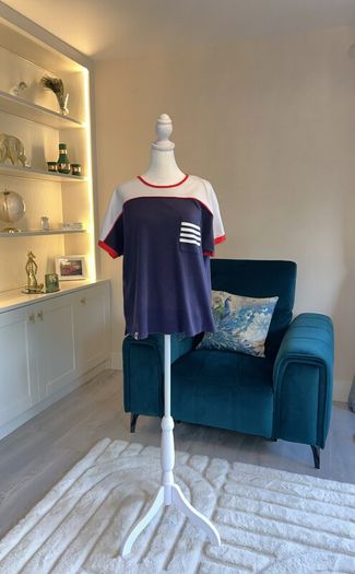 Ladies Navy, White & Red Tee Shirt from West Quay Carrig Donn