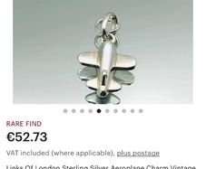 Vintage Links Of London Sterling Silver Aeroplane Charm