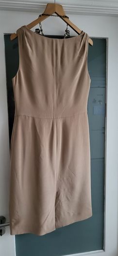 LK BENNETT 100% Silk Tan Cowl neck dress Sz 14 UK (Fit 14-16UK) - Rrp 225 (New)