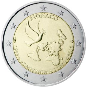 Monaco 2 Euro Commemorative Coin 2013 - The UN Membership. Uncirculated.
