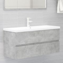 Sink Cabinet with Built-in Basin Concrete Grey Chipboard