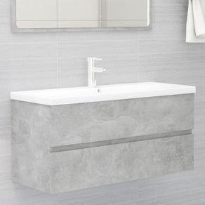 Sink Cabinet with Built-in Basin Concrete Grey Chipboard