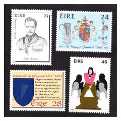 1987 Ireland Anniversaries: 350th of Company of Goldsmiths; 50th of Constitution Commemorations: Cathal Brugha & Women in Ireland Commemorative Stamps Mint Never Hinged (MNH)