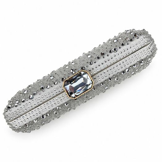 Silver Satin Rhinestone Clutch Bag Wedding or Party