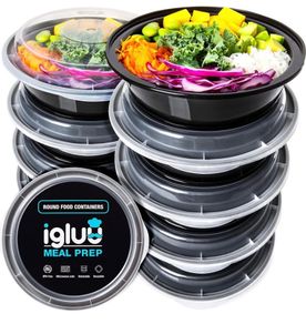 Round Plastic Meal Prep Containers - Reusable BPA Free Food Containers with Airtight Lids - Microwavable, Freezer and Dishwasher Safe - Stackable Salad Bowls MULTIPLE AMOUNTS AVAILABLE (FREE POSTAGE)
