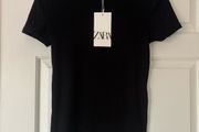 Zara black ribbed tshirt new size S