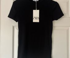Zara black ribbed tshirt new size S