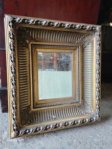 Vintage Small Baroque Style Framed Beveled Wall Mirror