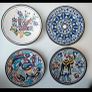 Vintage Tunisian ceramic wall plates set of 4 hand painted Nabeul pottery colorful Mediterranean Image 2