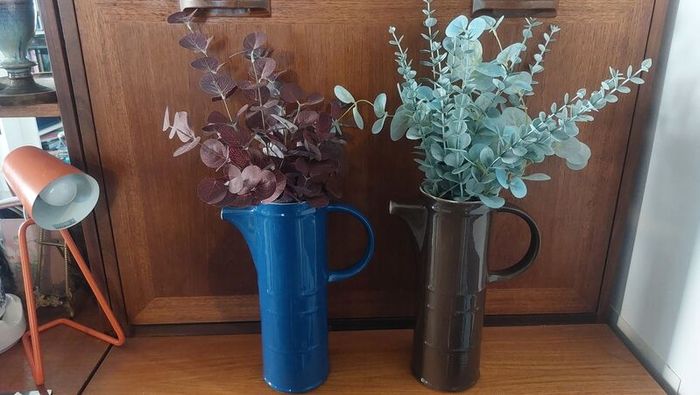 Fabulous Pair of Vintage Retro Arklow Pottery Tall Coffee Pots, No Lids, but Will Include One Damaged Lid - Perfect for High Display, or to Hold Flowers as Photographed