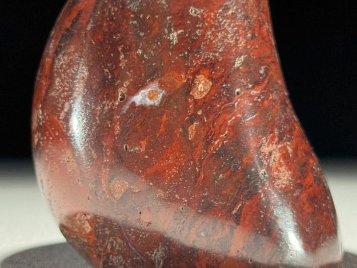 3 Hand-Carved Red Jasper Mushroom Sculptures - Natural Stone