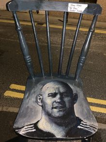 Hand painted Chair of rugby player JOHN THE BULL HAYES
