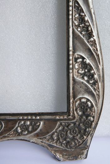 Antique Edwardian Wooden & Sterling Silver Photo Frame Art Nouveau  1800s