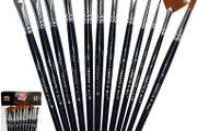 4 All Paint Brushes 12 Set Professional Paint Brush Round Pointed Tip Nylon Hair Artist Acrylic Brush for Acrylic Watercolor Oil Painting