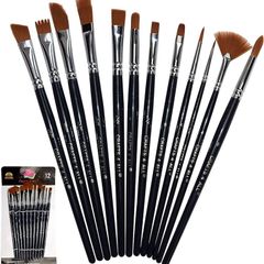 4 All Paint Brushes 12 Set Professional Paint Brush Round Pointed Tip Nylon Hair Artist Acrylic Brush for Acrylic Watercolor Oil Painting