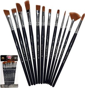 4 All Paint Brushes 12 Set Professional Paint Brush Round Pointed Tip Nylon Hair Artist Acrylic Brush for Acrylic Watercolor Oil Painting
