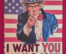 American ww1 recruitment poster, vintage style metal sign .
