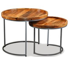 Side Table Set 2 Pieces Solid Mango Wood