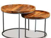 Side Table Set 2 Pieces Solid Mango Wood