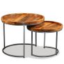 Side Table Set 2 Pieces Solid Mango Wood Image 2