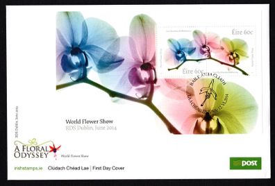 2014 Ireland World Flower Show Commemorative Stamps Miniature Sheet An Post First Day Cover (FDC)