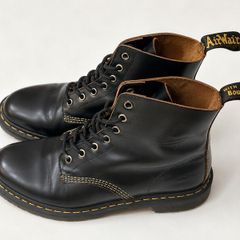 Dr. Martens Black Leather Boots  AirWair Yellow Stitch