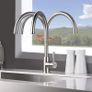 Kitchen Sink Taps Mixer with Single Lever High Arc 360 Swivel, Stainless Steel Kitchen Mixer Taps 1 hole with Chrome Finish, Classic Design[Energy Class A+] Image 2