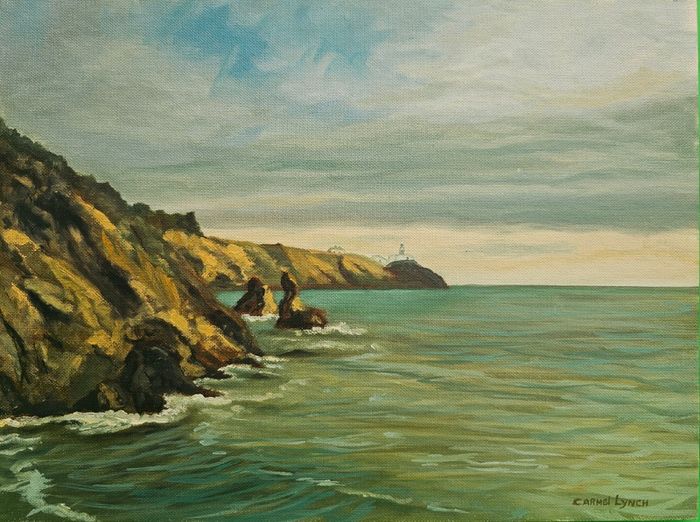 Beautiful Irish Maritime Landscape by Carmel Lynch  Framed Painting on Board