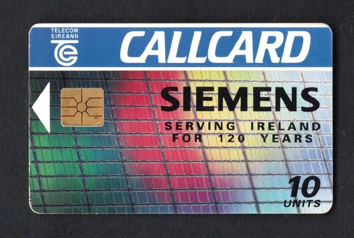 1994 Ireland 10 unit Siemens to celebrate 120 years serving Ireland (Gemplus GEM1) Call Card Used. Telecom Eireann card number 1072