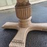 Beautiful solid oak & hand painted - antique French style dining table and with 4 rattan/ weave chairs Image 7