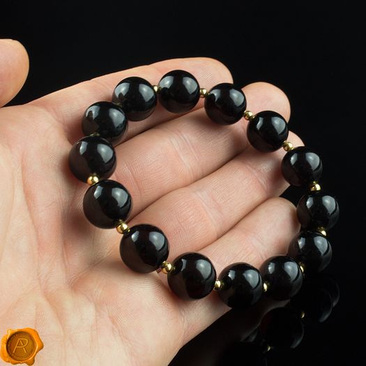 Luxury Dark Cherry Baltic Amber 14mm Beaded Stretch Bracelet with 3mm Gold Plated Spacers for Women Genuine Amber Beads Bracelet for Women