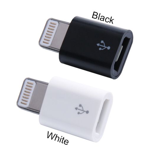 2 X Micro USB (Female) to Apple Lighting 8 Pin (Male) Charger/Data Sync Adapter/Convertor (Black&White) (Brand New/Warranty)