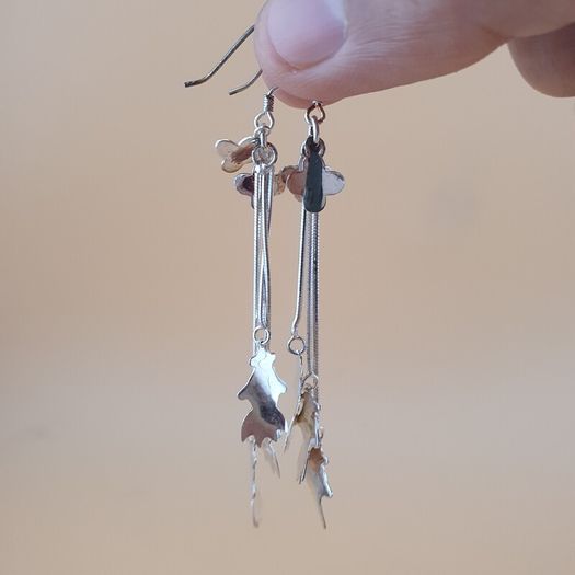 Sterling 925 Silver Cascading Leaf Drop Earrings