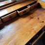 Large Vintage Solid Wood Pine Desk with Multiple Drawers Image 2