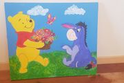 Hand painted  Nursery Picture. Winnie the Pooh and Eeyore
