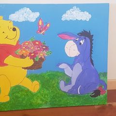 Hand painted  Nursery Picture. Winnie the Pooh and Eeyore
