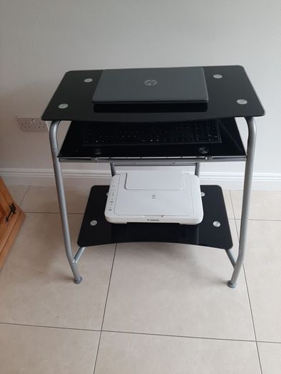 Black Glass Console Desk