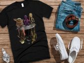 Baby Yoda Vader Groot Chibi Mirror Reflect T-Shirt star wars t-shirt tee top