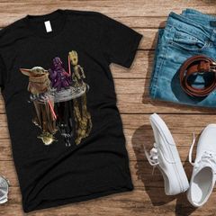 Baby Yoda Vader Groot Chibi Mirror Reflect T-Shirt star wars t-shirt tee top