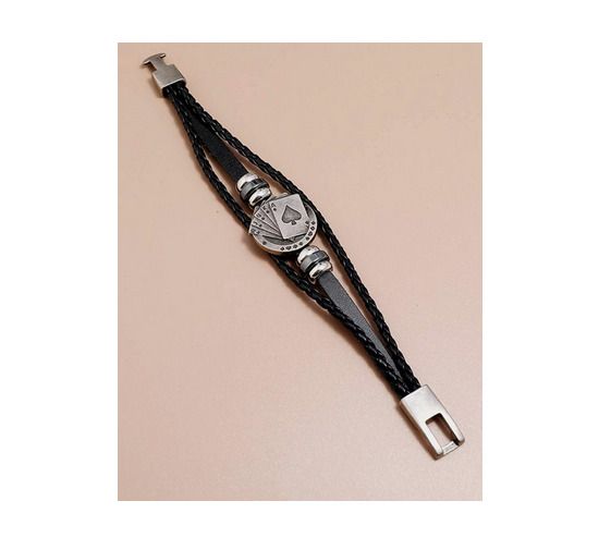 Men's Leather Bracelet with Poker - excellent gift