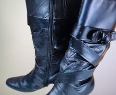 Caprice Boots Black Leather Zip Size UK5 EU21.5 High Heel 6cm